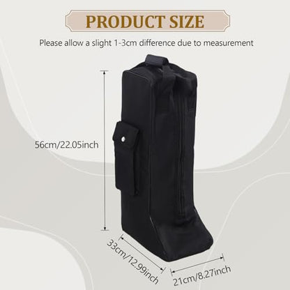 Portable Boot Bag, Horse Riding Tall Boot Bag with Handle, Equestrian Equipment Organizer with Sturdy Oxford Cloth and Leather Boot Carry Bag, Knight Boot Bag for Storage