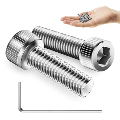 Mywish (100Sets) M4 Screws, M4 x 16mm Socket Head Cap Screws Bolts, 304 Stainless Steel Allen Socket Hex Drive Bolts, Bright Finish M4 Screw Kit with Nuts and Washers & Hex Spanner - size: M4 x 16mm