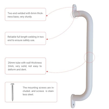 17 Inch White Playground Handles Indoor Kids Monkey Bar Ladders 6Pcs | Heavy Duty Solid Metal, Non-Slip Matte White Powder Coating, Comfy Secure Hand Grips for Playset Swing Set Climbing Frame - color: White-6pack
