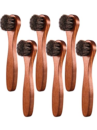 Youngjoy 6 Pieces Horsehair Shine Shoes Brush kit Polish Dauber Applicators, Brown, 6 x 1.5 inches - style: Style A