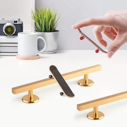Colaxi Fingerboard Square Rail, 7.87 in Aluminum Alloy with Weighted Base for Grind Tricks and Skatepark Setups, Gold - color: Square Gold, size: 20cm