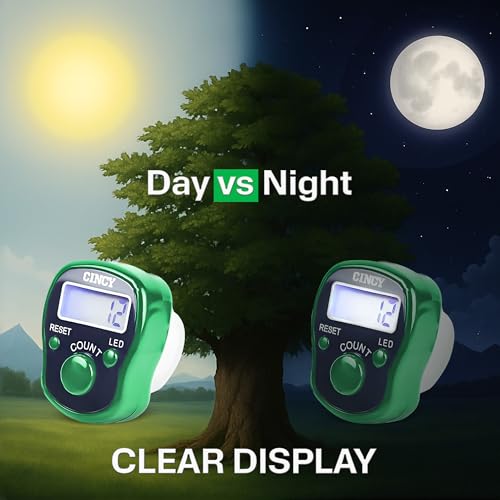 CINCY Clicker Counter with LED for Day & Night Use - Instant Reset, Accurate & Quiet, Long Battery Life - for People, Laps, Pitch, Golf, Baseball, Fish Counting, for Prayer, Everyday Prayer – 1 Pack - color: Green