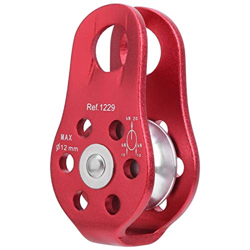 20KN Outdoor Climbing Pulley, Aluminum Side Swing Pulley, Climbing Pulley for Climbing Aloft Work Rappelling Rescue - size: Red