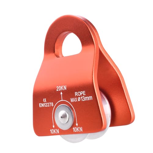 Azarxis 20 kN Micro Side Swing Pulley Prusik Minding Pulleys for 0.47" / 12mm Rope/Cable Rock Climbing Tree Arborist Zipline Lifting Hauling Dragging Rescue Aerrial Work Hitch Tending - color: #01 Orange