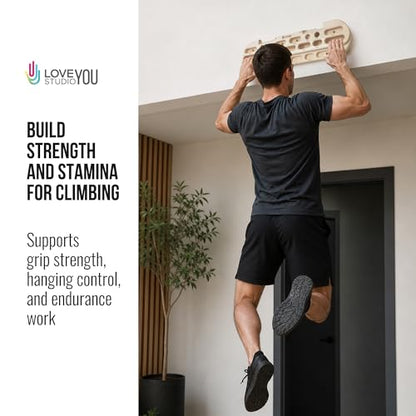 Hangboard Rock Climbing Fingerboard Training - Wooden Climbing Hang Board with Finger Pockets Multiple Depths Dual Slopes - Board Trainer for Pull Ups Grip Strength Endurance