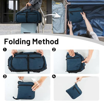 MIER Packable Travel Duffle Bag with Shoe Compartment, 50L, Drak Blue | Foldable Weekender Duffel; Multi-Pockets; Adjustable Shoulder Strap; Luggage Sleeve; Travel, Sports, Camping, Gym - color: Drak Blue, size: 50L