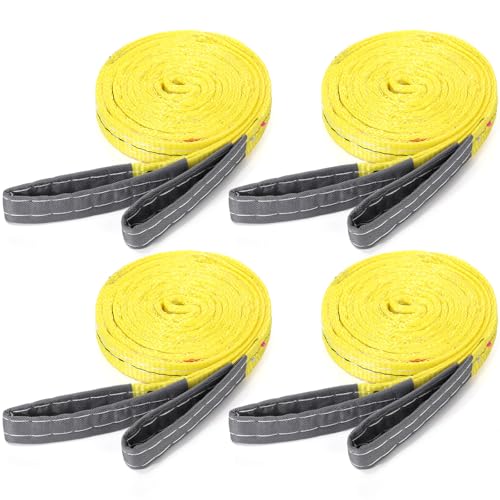 4 Pcs Lift Sling Straps Heavy Duty Web Slings Straps Polyester Nylon for Hoist Car Outdoor Using - color: Yellow, size: 1'' X 10',5600lb