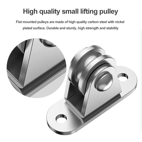 U Groove Stainless Steel Wall Pulley 6PC Heavy Duty Fixed Pulley with Mounting Screws and Expansion Pulley Block Kit Wall-Mounted Pulley Detachable Loading 176 Lb