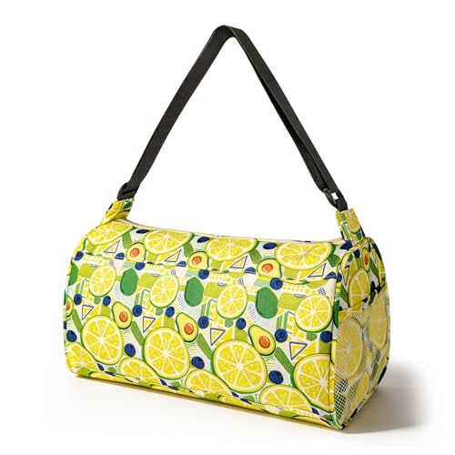 C&F BOGMOST Small Gym Bag for Women & Men,Small Lightweight Duffel Bag Carry On Bags Mini Duffel Travel Bag Waterproof Sports Bags for Workout/Sport/Trave,Fruit Lemon - color: A1-Fruit Lemon, size: 15 INCHES