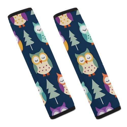 2 Piece Breathable Seat Belt Shoulder Pad for Elderly Support, All Vehicles - Owl Shoulder Protector, Neck and Shoulder Support - color: Pattern 465