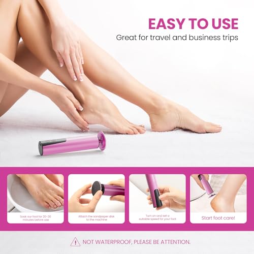 Electric Foot Callus Remover, 2 in 1 | 6 Speed Adjustable Foot File Nail Grinder with Sandpaper Disks, Professional Sander Pedicure Tool for Feet Dead Skin, Self Care Gifts for Women Mom Lover Friends - style: Electric Callus Remover Rose