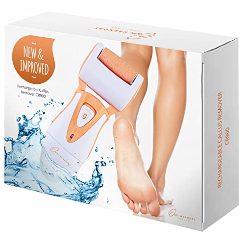 Rechargeable Callus Remover for Feet: Professional Electric Feet Sander for Women by Own Harmony - Electronic Foot File CR900 with 3 Rollers, Foot Grinder Pedi Care for Cracked Heels & Dry, Hard Skin - color: Peach