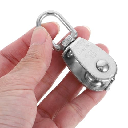 6pcs Stainless Steel Single Bearing Pulley Block for Lifting and Gym Attachments, Heavy Duty Reliability with Silent Roller Design, Minimizing Manual Effort for Outdoor and Indoor