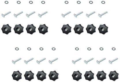 POWERTEC 71484 T Track Knob Kit w/ 7 Star Knob, 1/4-20 Threaded Bolts and Washers, Set of 4 T Track Bolts, T Track Accessories for Woodworking Jigs and Fixtures (Pack of 4) - size: 1/4"-20 T track knob kits, Set of 4 (Pack of 4)