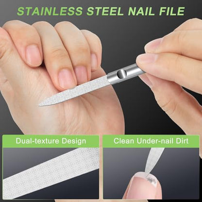 Ingrown Toenail Clippers, Slanted Nail Clippers for Thick Nails for Seniors, Edgy Angled Finger Nail Cutters for Adult, Men, Women with Curved Blade, Nail File - style: Black