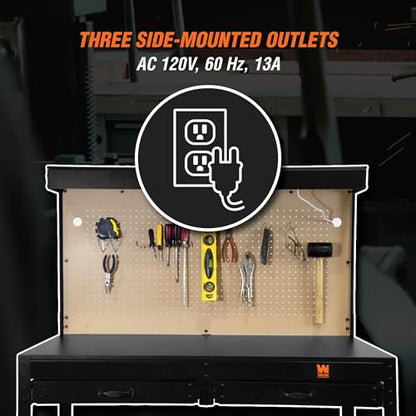 WEN WB4723T 48-Inch Workbench with Power Outlets and Light, Black - size: 48-Inch