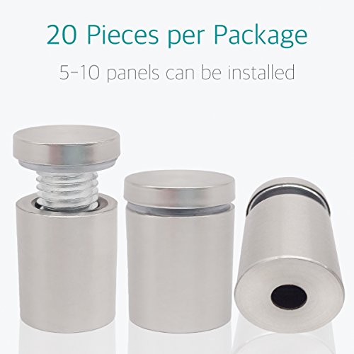 3/4" x 1" Standoff Mounts Screws - Lantee 20 Pieces 19mm x 25mm Stainless Steel Advertise Glass Sign Standoff Mounting Hardware Bolts - color: Silver, size: 3/4" x 1" / 19 x 25mm