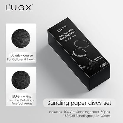 L'UGX 60PCS Sanding Discs for Electric Foot Callus Remover – 30PCS 100 Grit & 30PCS 180 Grit, 1.8" Diameter Replacement Sandpaper Pads for Pedicure Tools, Foot Care Accessories - color: Black - 180 Grit With 100 Grit