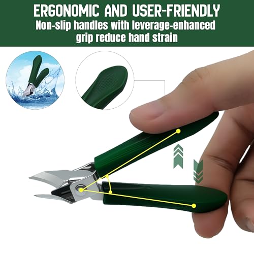 Eagle-Beak Slant Nail Clippers, 3-Piece Set with Wide Mouth to Prevent Splashing. These Angled Clippers Suit ingrown and Thick Nails, Ideal for Men, Women and The Elderly (Green)