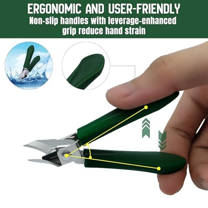 Eagle-Beak Slant Nail Clippers, 3-Piece Set with Wide Mouth to Prevent Splashing. These Angled Clippers Suit ingrown and Thick Nails, Ideal for Men, Women and The Elderly (Green)