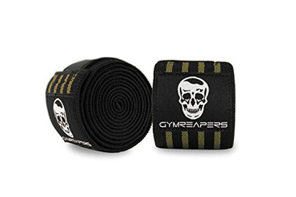 Gymreapers Knee Wraps for Squats and Powerlifting 72 Inch Compression Wraps with Strap for Men & Women Weightlifting Support - color: Military Green