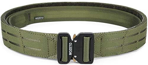 MOZETO Molle Battle Belt, 2" Battle Belts Tactical War Combat Quick Release Law Enforcement Duty Belts for Men - color: Green, size: Medium