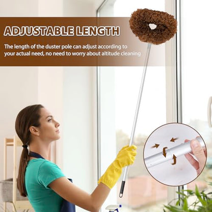 Ceiling Fan Cleaner Duster High Ceiling Extended Fan Blade Cleaner from 13 to 50 Inch Reusable Microfiber Ceiling Fan Duster with Extension Handle for Furniture Bookshelves Wall Door (Brown) | Reusable Microfiber Ceiling Fan Duster with Extension Handle f