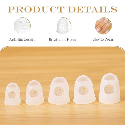 50Pcs Clear Silicone Finger Protectors Anti-Slip Guitar Fingers Guards Fingertip Protection Covers for Playing Musical Instruments & Sewing (5 Sizes)