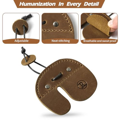 Ringsun Leather Archery Finger Tabs,Handmade Archery Finger Guard for Shooting Practice Gear, Recurve Bow Fingers Tab - color: Brown