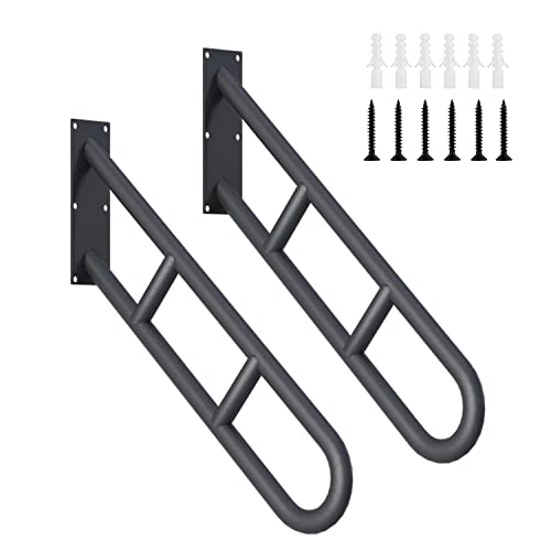 2 Pack Stair Handrails for 1-3 Steps, 26" Upgraded Porch Railing with Black Matte Finish, Wall Mounted Hand Railings for Stairs Outdoor and Indoor, Stair Railing Grab Bars for Garage,Porch,Garden - size: 27 inch, style: U-shape Black 2 Pack