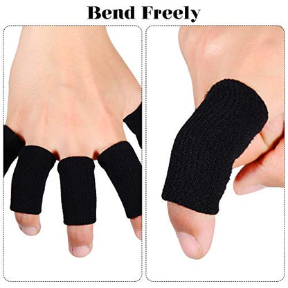 Civaner 12 Finger Sleeves for Arthritis Sports Breathable Elastic Finger Straps Joint Compression Protectors for Sport Relieve Painful Compression Pressure (Black)