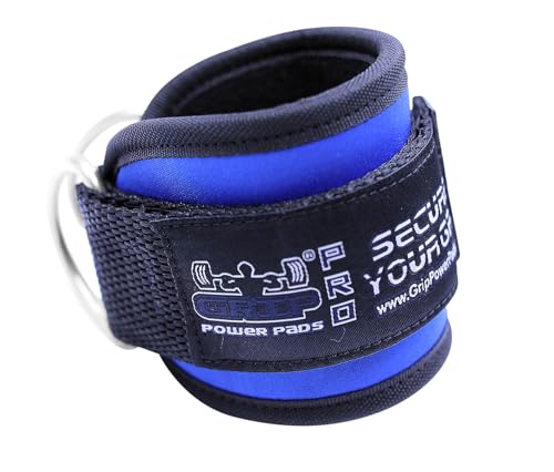 Ankle Straps for Cable Machines Double D-Ring Gym Adjustable Neoprene Premium Cuffs to Enhance Legs Abs & Glutes Kickbacks Workouts Leg Curls Extensions Booty Hip Abductors Exercise for Men & Women - color: Blue, size: Single