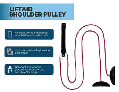 LiftAid Shoulder Pulley for Physical Therapy with Exercise Guide - Improves Shoulder Strength & Range of Motion - Reduces Pain, Helps in Muscle Recovery - Physical Therapy Equipment (Red) - color: Red