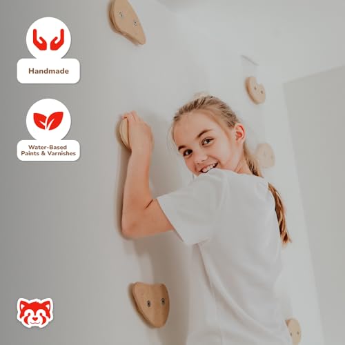 Woodandhearts Indoor Climbing Holds for Kids Wall – Rock Climbing Grips for Indoor Climbing – Repositionable Climbing Holds for Custom Routes & Active Play
