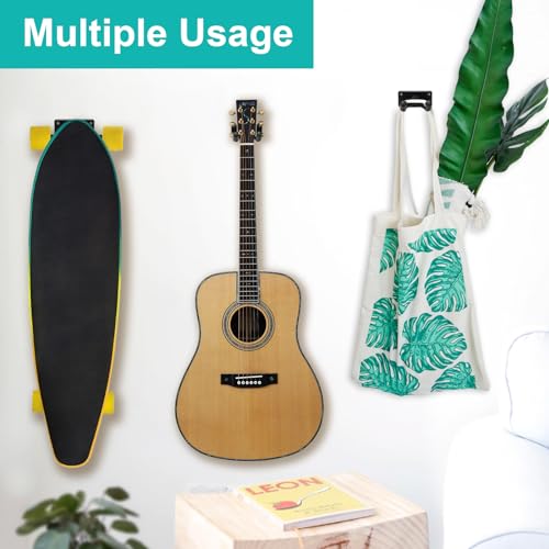 Coolrunner Skateboard Wall Hanger, 4 Pack Skateboard Wall Mount with Screw | For Skateboard Storage and Display Holder, Skateboard Hooks Fit for Skateboard, Guitar, Longboard, Snowboards