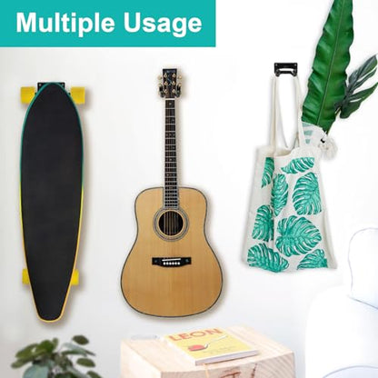 Coolrunner Skateboard Wall Hanger, 4 Pack Skateboard Wall Mount with Screw | For Skateboard Storage and Display Holder, Skateboard Hooks Fit for Skateboard, Guitar, Longboard, Snowboards