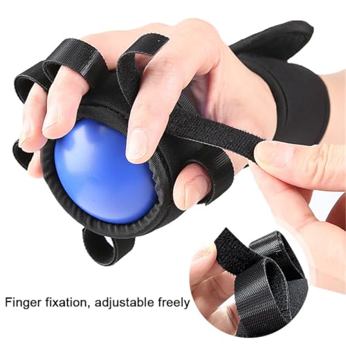 Grip Strength Trainer & Finger Therapy Exercise Ball for Contracture Stroke Recovery & Arthritis, Strap With Adjustable Finger Size, Fits Left or Right, 1 Pack