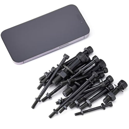 434PCS M5 M6 M8 M10 M12 Metric Bolt Assortment 12.9 Grade Cylindrical Head Screws Nuts and Washers Hex Socket Head Cap Machine Screws Kit - color: X14-large-434 M5 M6 M8 M10 M12 Socket Cap（Black)