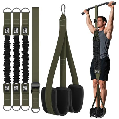 LEEKEY Pull Up Assistance Bands,5-125LB Resistance Bands with Grip、Door Anchor、Gym Bag - Exercise Bands for Full-Body Training, Fitness, Physical Therapy -USA Original Patent - style: 75LBS-GREEN