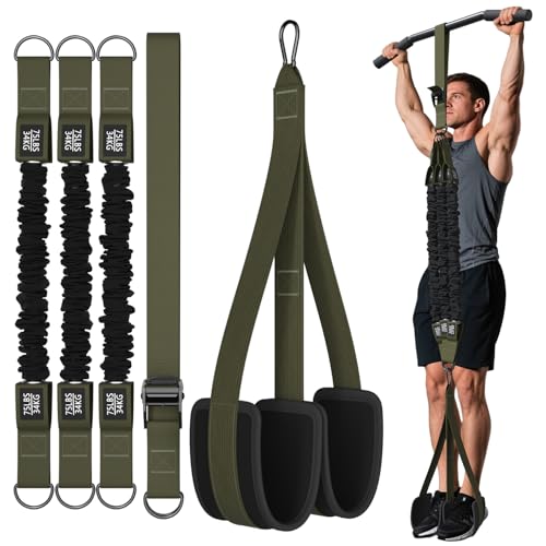 LEEKEY Pull Up Assistance Bands,5-125LB Resistance Bands with Grip、Door Anchor、Gym Bag - Exercise Bands for Full-Body Training, Fitness, Physical Therapy -USA Original Patent - style: 75LBS-GREEN