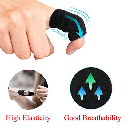 ELANE 40 PCS Finger Sleeves Protectors Thumb Brace Support Elastic Trigger Finger Splints for Relieving Pain, Arthritis,Trigger Finger,Knuckle (Black+Blue) - color: Black+Blue