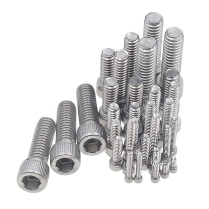 #2-56 to 5/16"-18 UNC Stainless Steel Knurled Socket Cap Screw Kit | 14 Sizes, #2-56 #4-40 #6-32 #8-32 #10-24 1/4"-20 5/16"-18 UNC 304 SS Hex Drive Full Thread Cap Screws Assortment w/ Box