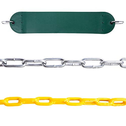 Sunnyglade Swings Seats Replacement with 66" Chain Swing Accessories Green | Replacement Swings for Outdoor Swing Set Heavy Duty Accessorie with Snap Hooks and Hanging Strap Support 440Lb