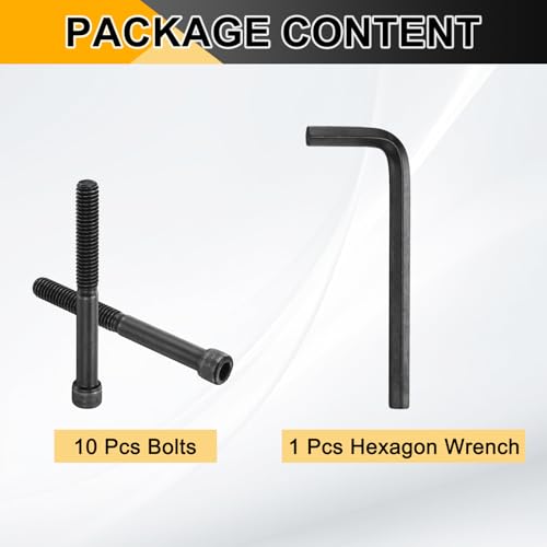 PATIKIL 5/16"-18 x 3 Socket Head Cap Screws Bolts, 10Pcs Carbon Steel Hex Head Metric Screws for Door Road Bicycle Mountain Bike Auto Ship Communication Equipment, Black - size: 5/16"-18 x 3