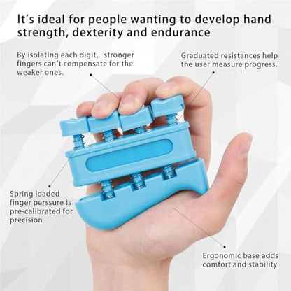 Finger Strengthener, Hand Exerciser Grip Strength Trainer, Finger Exerciser Forearm Strengthener Guitar Trainer, Hand Grip Equipment for Musicians Climbing Athletes and Therapy (3LB-14LB, Set of 4)