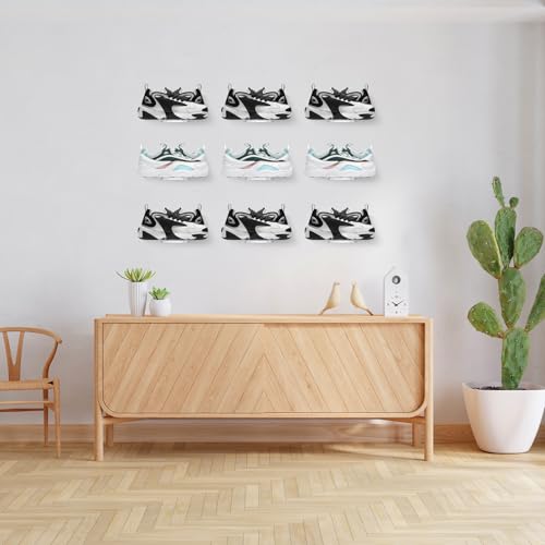 10 Pack Acrylic Floating Shoe Shelves, Clear Wall Mount Display Rack for Sneakers Collection, Shoe Organizer Holder with Hardware, 8x3x2 Inch