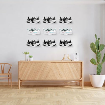 10 Pack Acrylic Floating Shoe Shelves, Clear Wall Mount Display Rack for Sneakers Collection, Shoe Organizer Holder with Hardware, 8x3x2 Inch