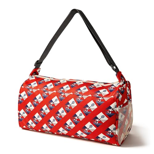 C&F BOGMOST Small Gym Bag for Women & Men,Small Lightweight Duffel Bag Carry On Bags Mini Duffel Travel Bag Waterproof Sports Bags for Workout/Sport/Trave,Sports Racket - color: A1-Sports Racket, size: 15 INCHES