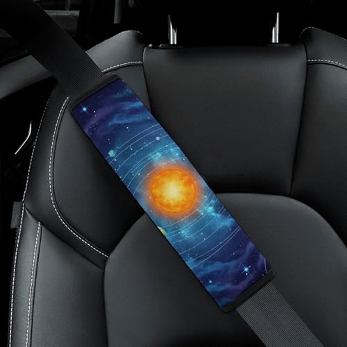 Universal Fit Seat Belt Shoulder Pad for Adult Use, Most Cars, 2 Pack Solar System Space Harness Pads Strap Pressure Relief - color: Pattern 1253