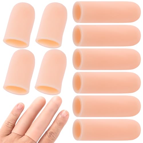 SmallCat 20PCS Silicone Finger Protectors, 2 Sizes Gel Finger Support Cots, Fingertips Protection, Finger Sleeves, Short Thumb Guard for Finger Arthritis Cracking Pain Relief- Skin Color - color: Skin Color, 2 Sizes, 20pcs